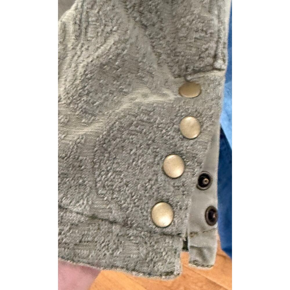Free People Olive Utility Inspired Stretch Cotton Jacquard Jacket Medium - Picture 6 of 8